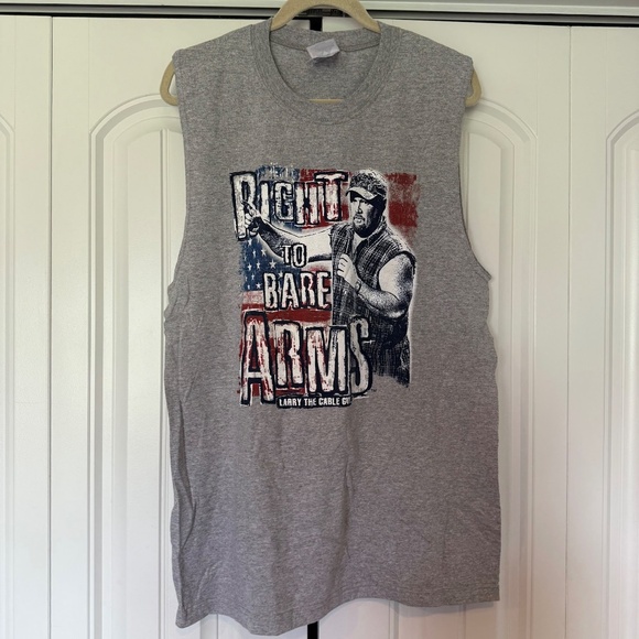 Vintage Larry the Cable Guy Right To Bare Arms Muscle T-Shirt Tank Y2K 2000s - Picture 2 of 4